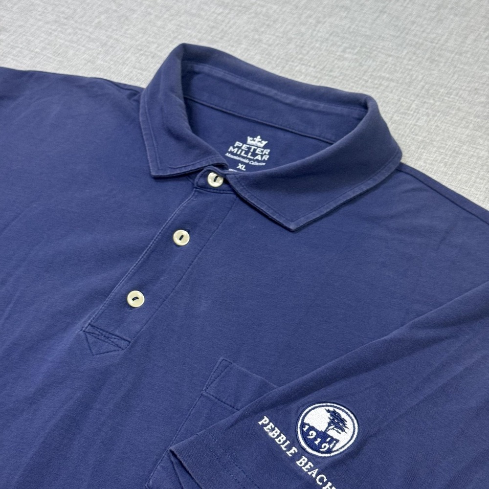Peter Millar Mountainside Collection Pebble Beach Polo Shirt Mens XL Blue